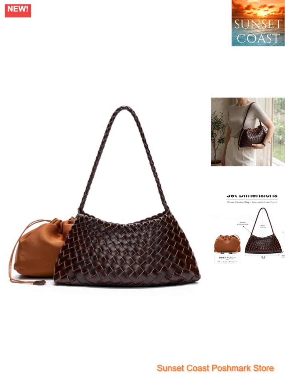 Hand Woven Vegan Leather Hobo Shoulder Bag Braided Strap Purse